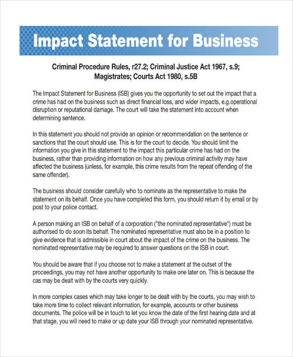 Free 9 Business Statement Examples Samples In Pdf Examples