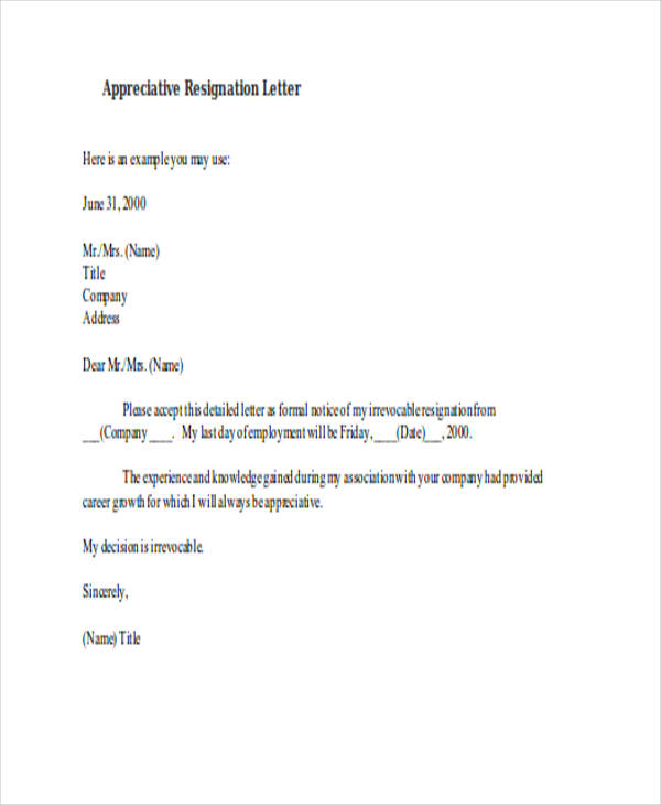 56 Resignation Letter Examples In Pdf Ms Word Google Docs Pages Examples