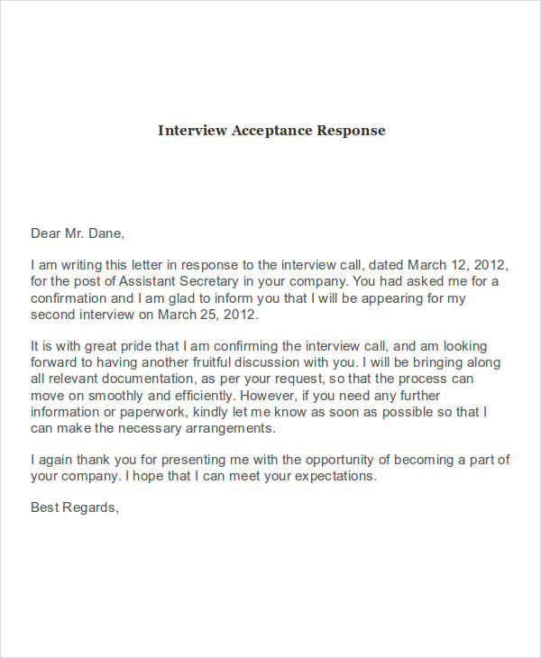 67 Acceptance Letter Examples Word Apple Pages Google Docs Examples