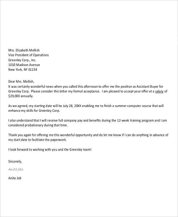 67 Acceptance Letter Examples Word Apple Pages Google Docs Examples