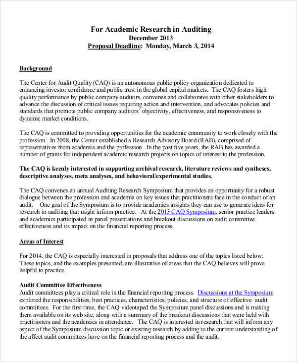 Audit proposal for maintenance, reliability and warranty management. 10+ Audit Proposal Examples - PDF | Examples