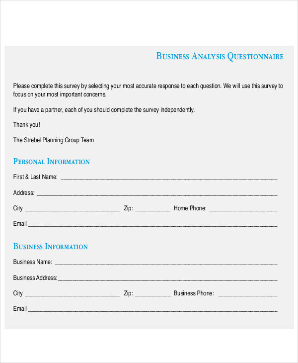 Free 5 Business Questionnaire Examples Samples In Pdf Examples
