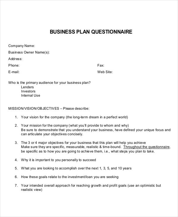 Free 5 Business Questionnaire Examples Samples In Pdf Examples