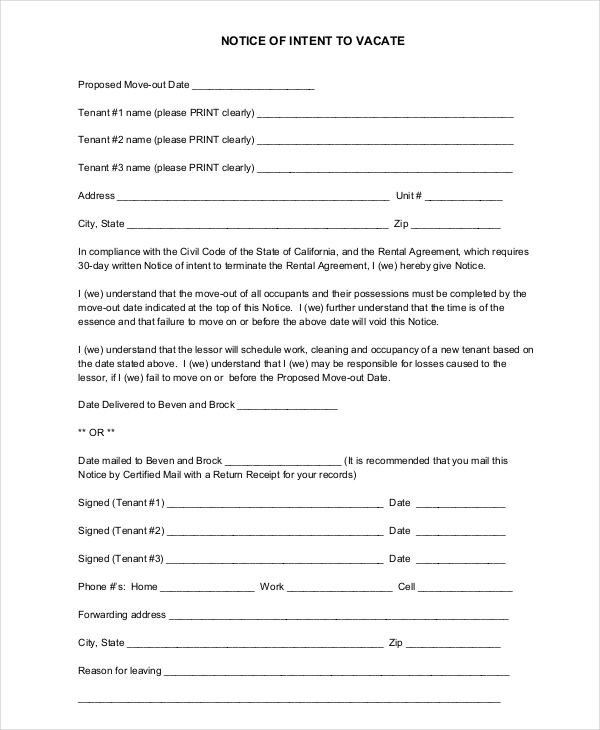 9 Notice To Vacate Examples In Pdf Google Docs Ms Word Apple Pages Examples
