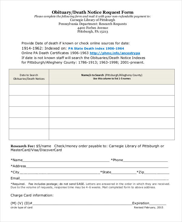 Free 7 Death Notice Examples Samples In Pdf Word Pages Examples