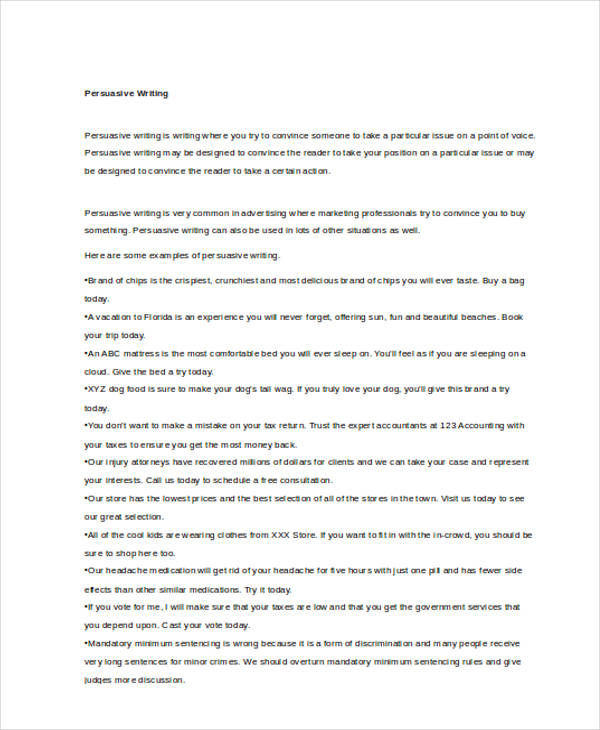 Free 7 Persuasive Writing Samples In Pdf Doc Examples