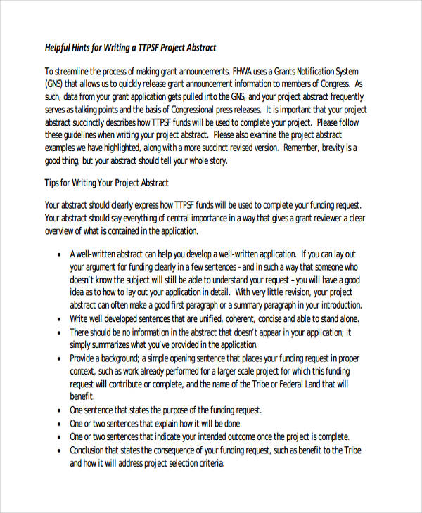 Abstract format for project report