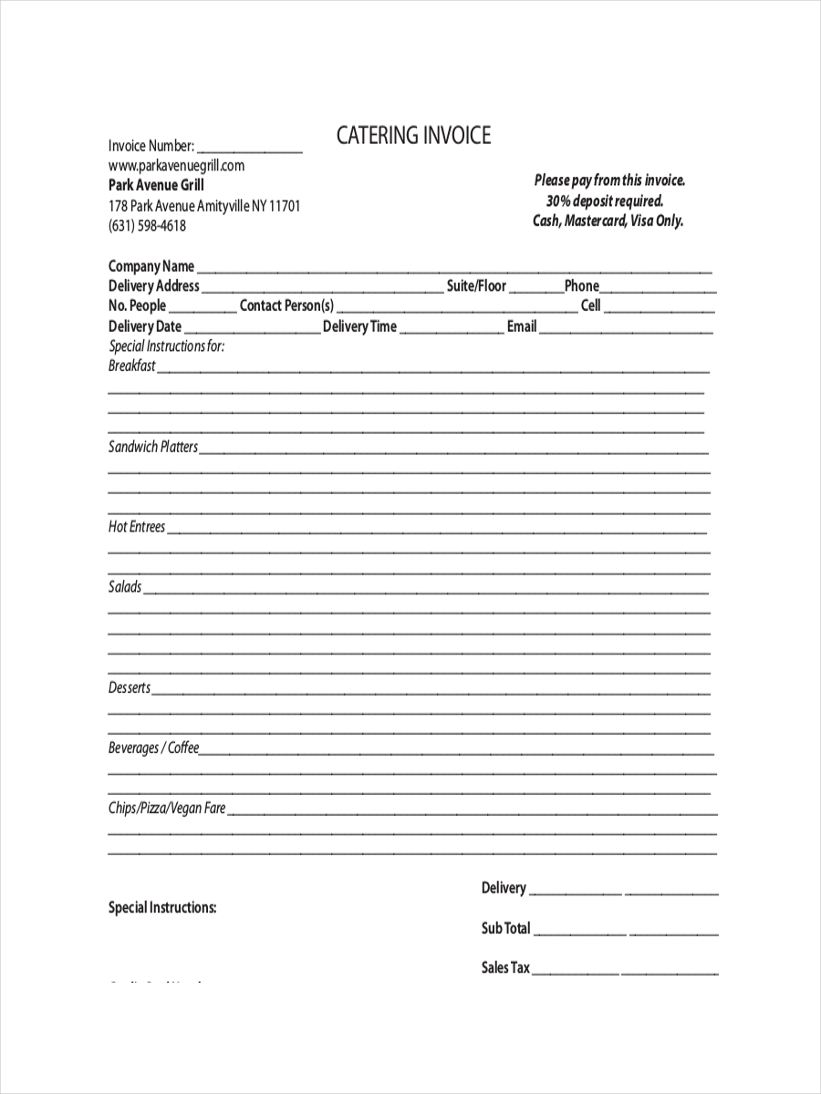free 6 catering receipt examples samples in pdf doc