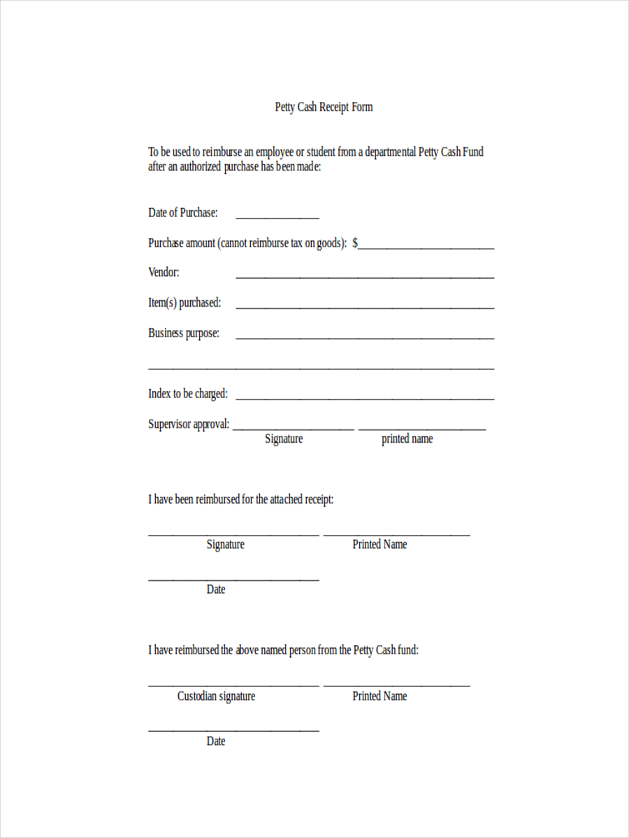 Free 7 Petty Cash Receipt Examples Samples In Pdf Doc Examples