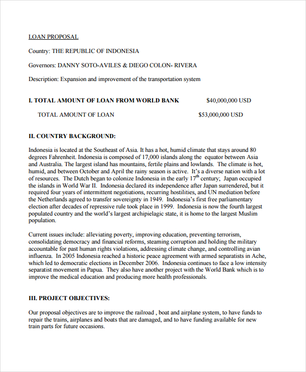 11 Loan Proposal Examples Personal Construction Small Business Examples