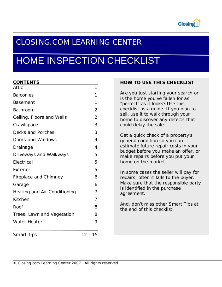 That will also be helpful for both the people who stay or the building or the owner of the building on dealing with the proper way to fulfill such the proper inspection. FREE 13+ Examples of Home Inspection Checklist in PDF | Google Docs