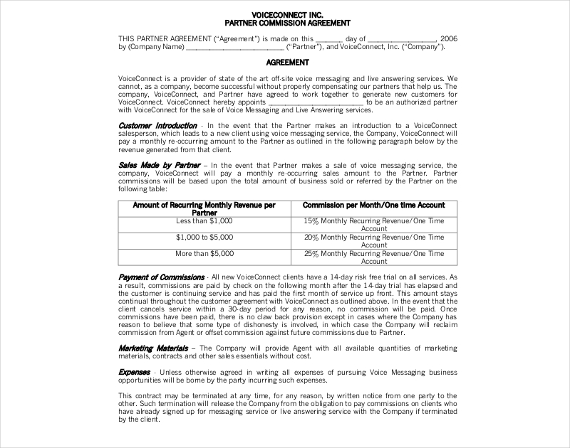 18 Commission Agreement Examples Pdf Doc Pages Examples