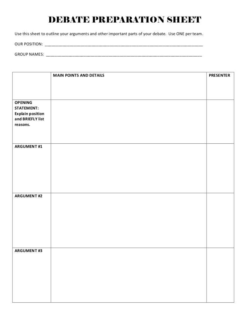 Debate Worksheet Template Pdf - HD Landscape Arts for Desktop