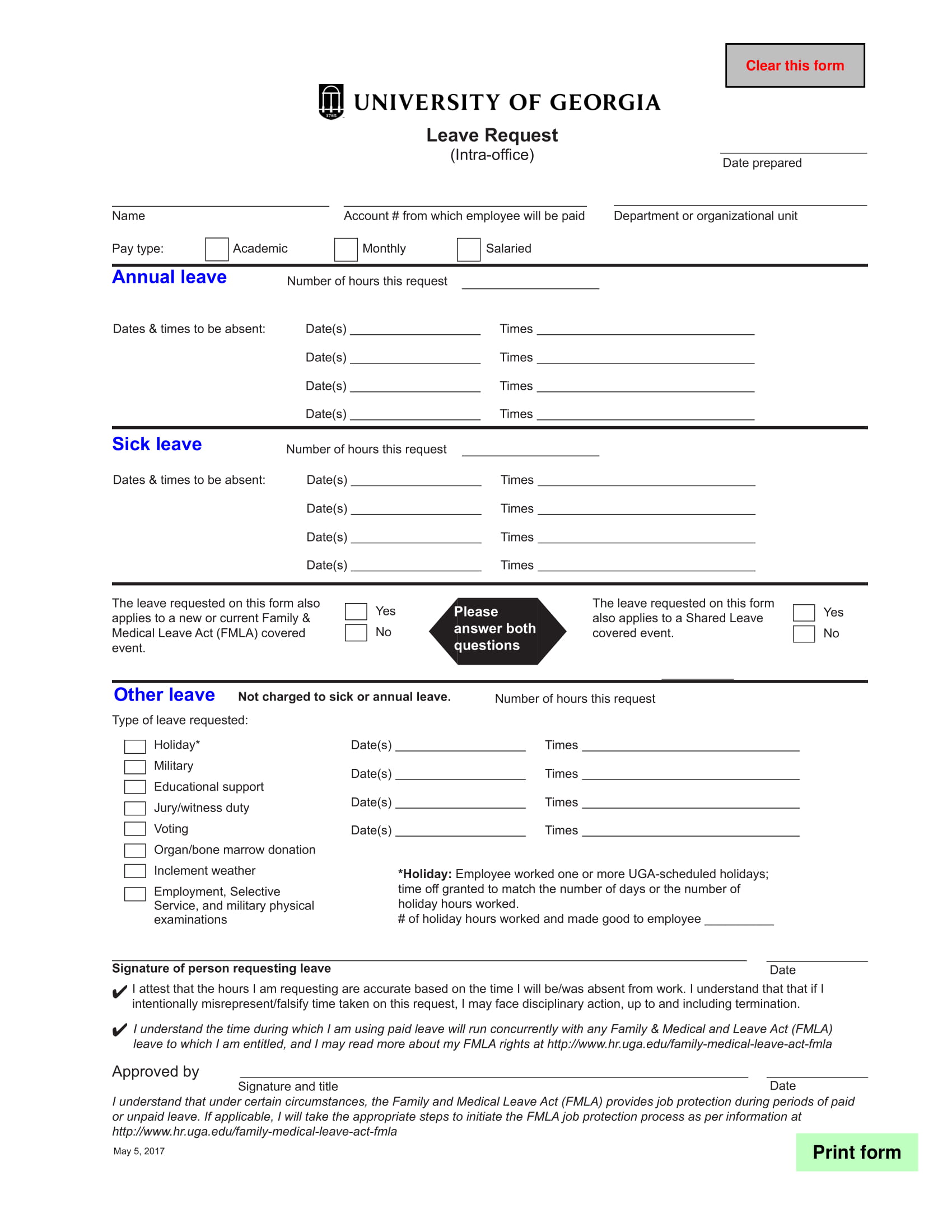 9 Leave Request Form Examples Pdf Examples
