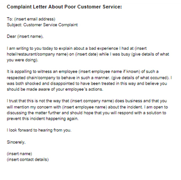 2 Complaint Letter To Service Provider Examples Pdf Examples