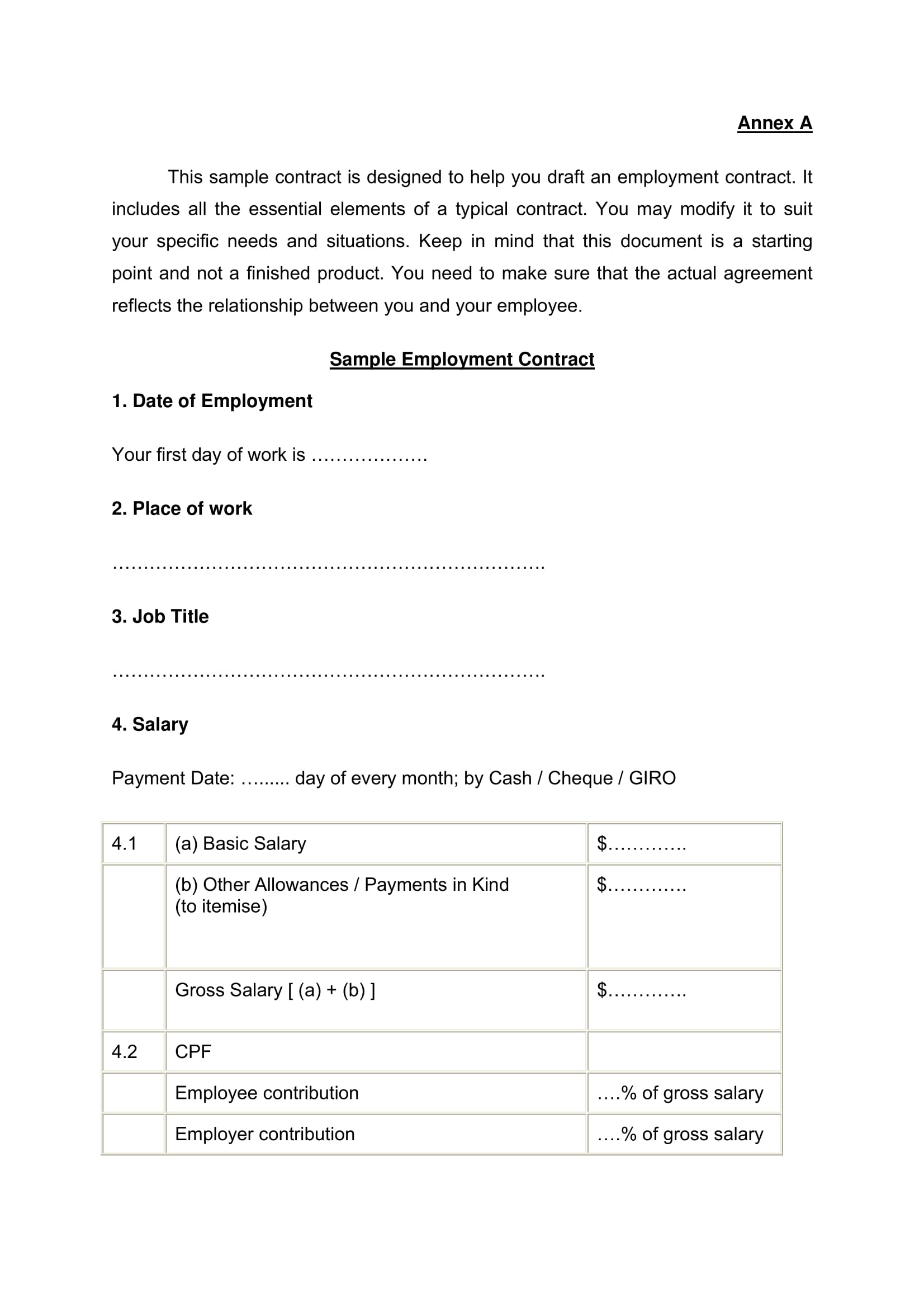 Us Employment Contract Template