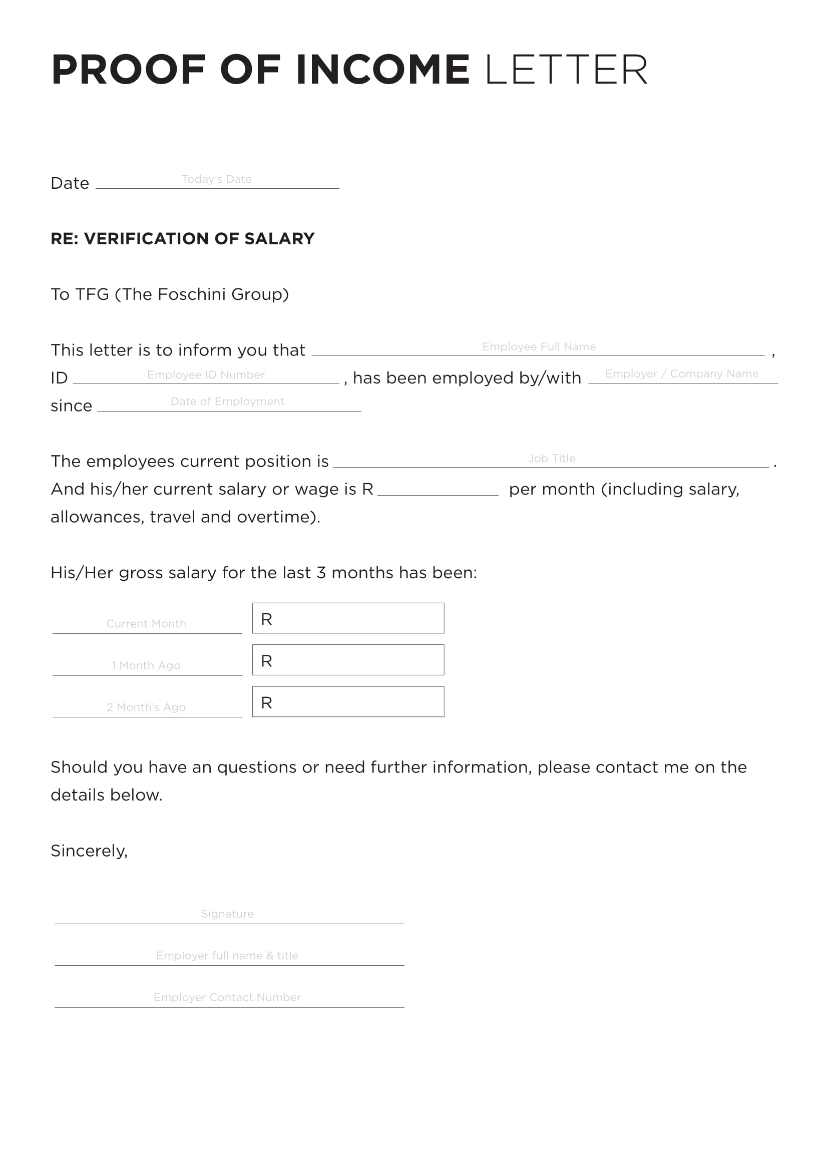 9 Income Verification Letter Pdf Doc Examples
