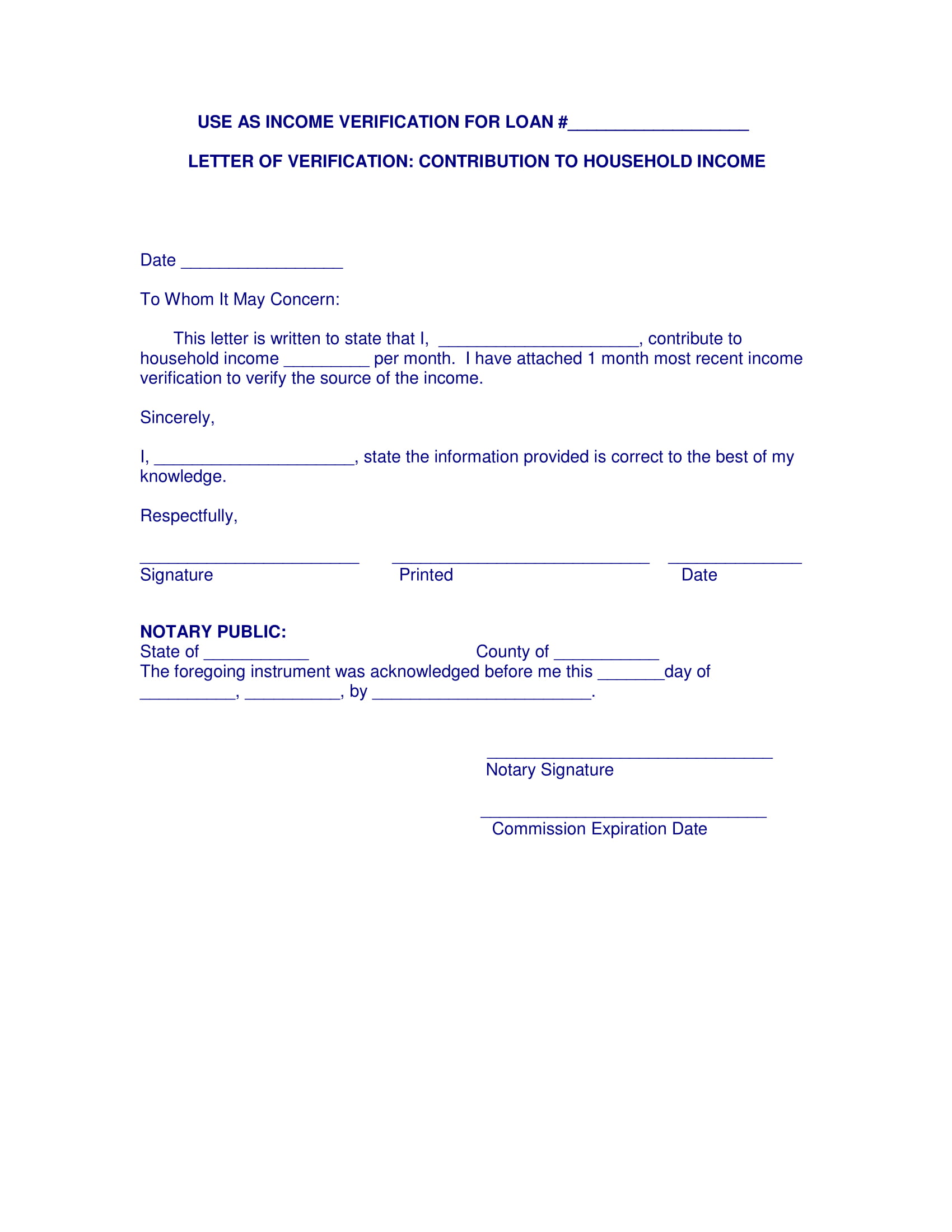 9 Income Verification Letter Pdf Doc Examples