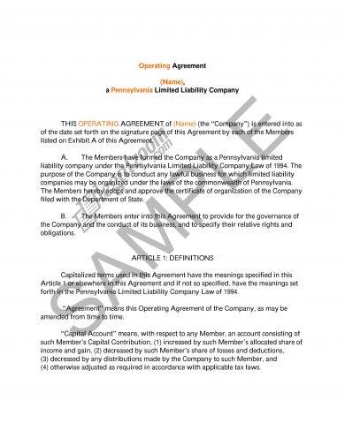 LLC Operating Agreement Template