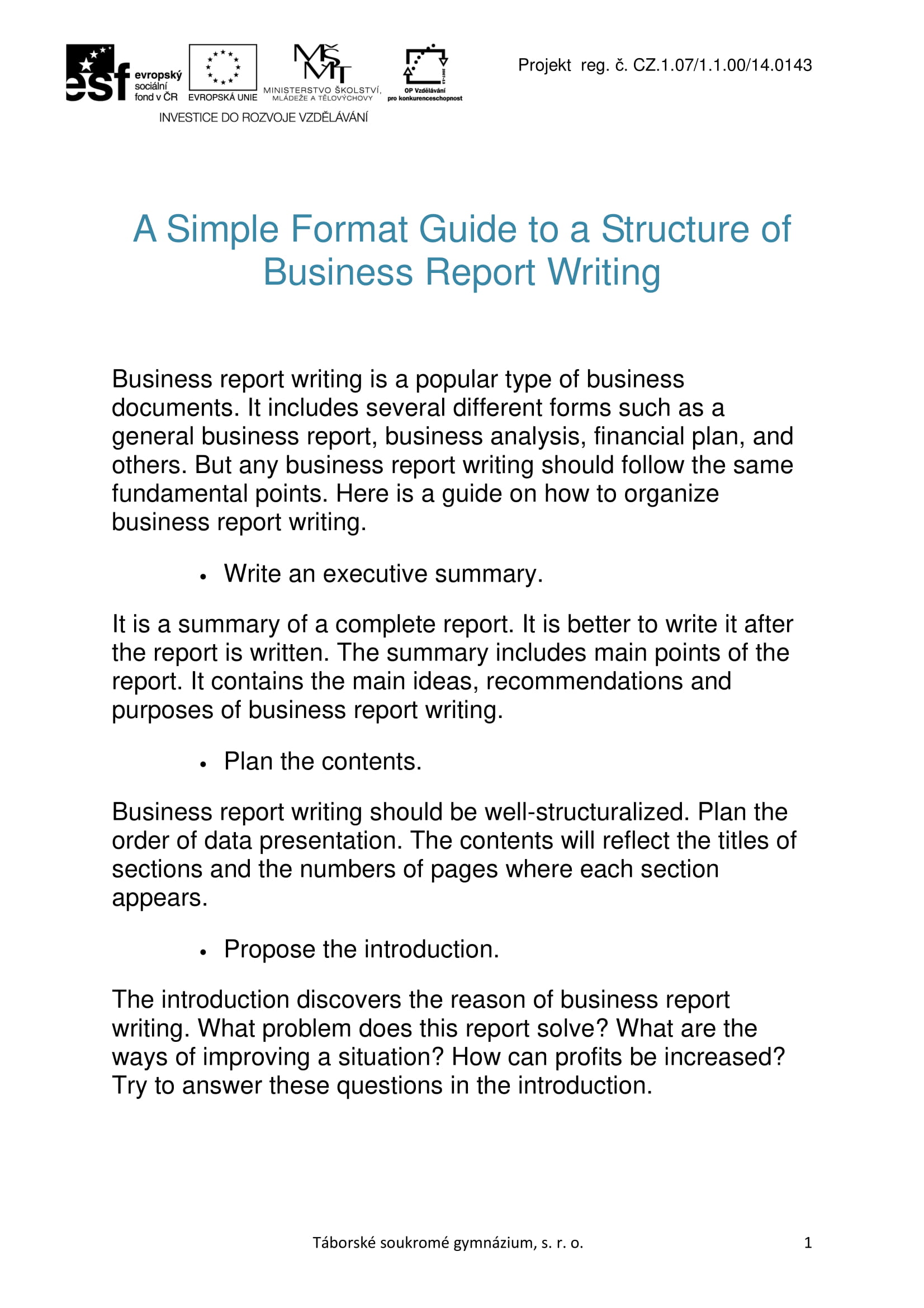 Formal Business Report Annual Business Report Example