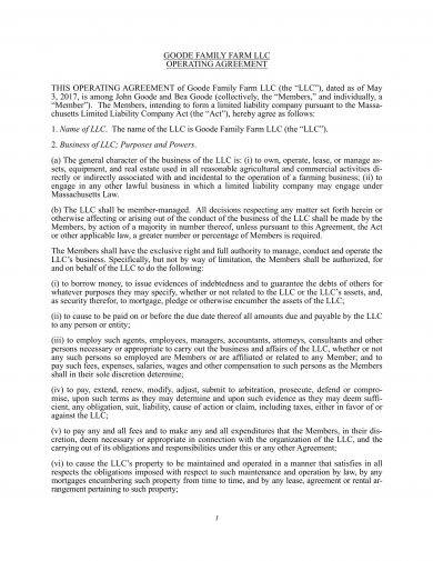 LLC Operating Agreement Template