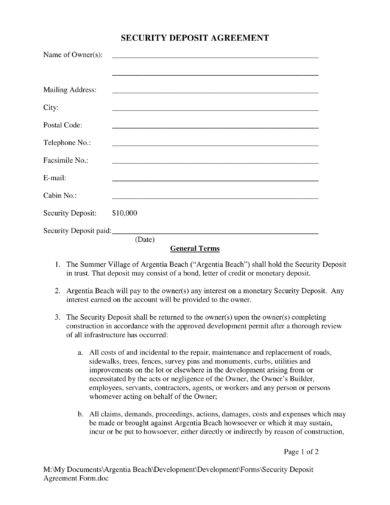11 Security Deposit Agreement Examples Pdf Word Examples