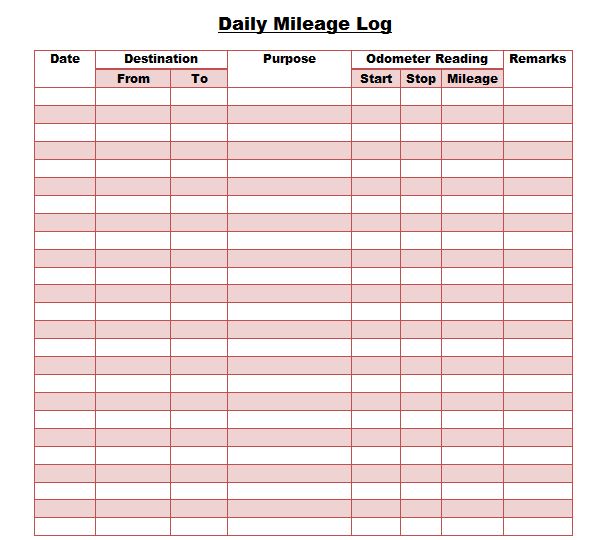 26 printable mileage log examples in pdf excel ms word pages