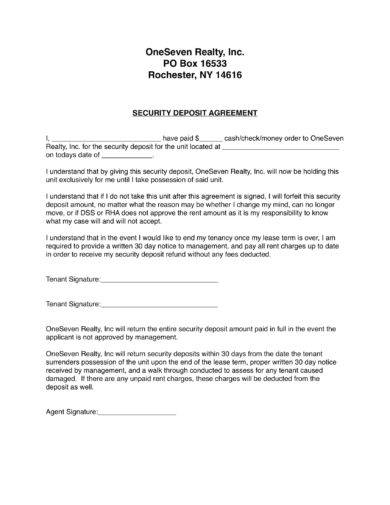 11 Security Deposit Agreement Examples Pdf Word Examples