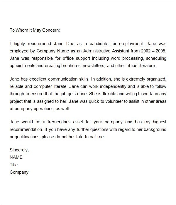 7 Reference Letter For Employee Examples Pdf Examples