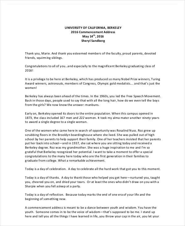 Commencement Speech Examples Pdf Examples