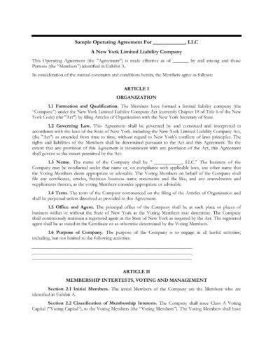 LLC Operating Agreement Template