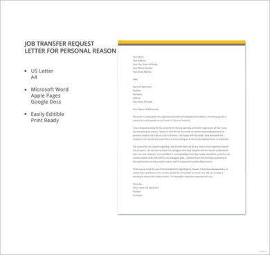 12 Job Transfer Request Letter Examples Pdf Examples