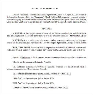 13 Small Business Investment Agreement Examples In Pdf Word Apple Pages Google Docs Examples
