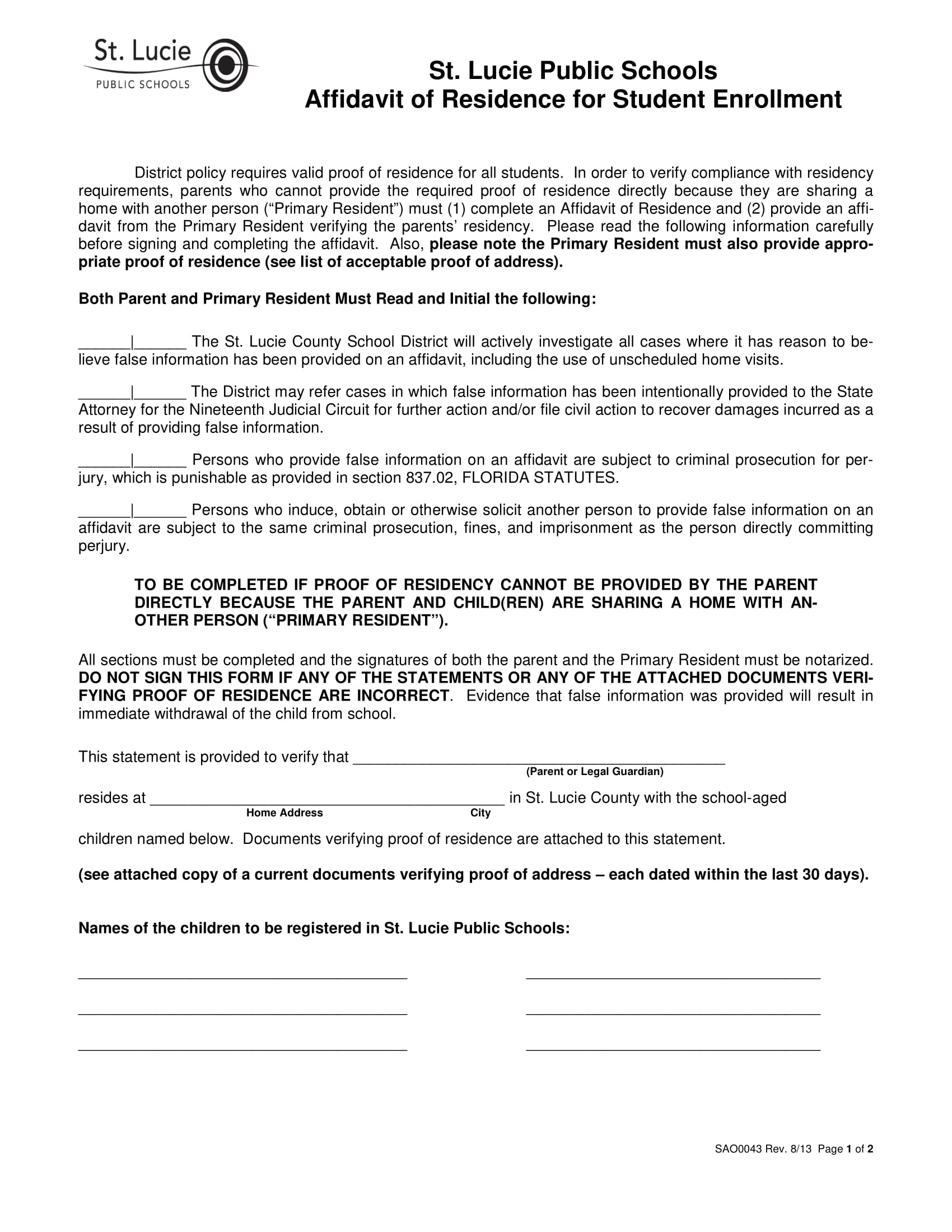 Petition (simplified form) form 2. 9+ Affidavit of Residence Form Examples - DOC, PDF | Examples