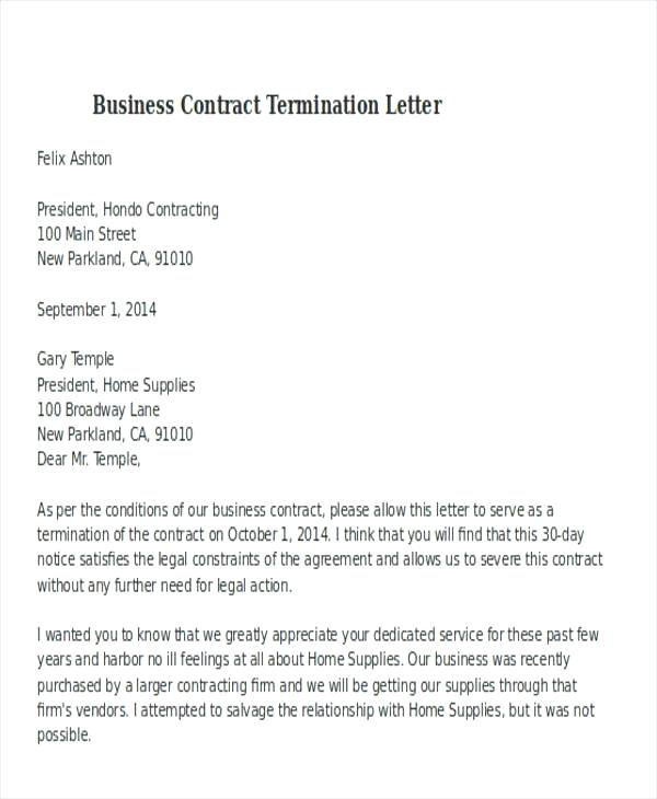 13 Contract Termination Letter Examples Pdf Google Docs Ms Word Pages Examples