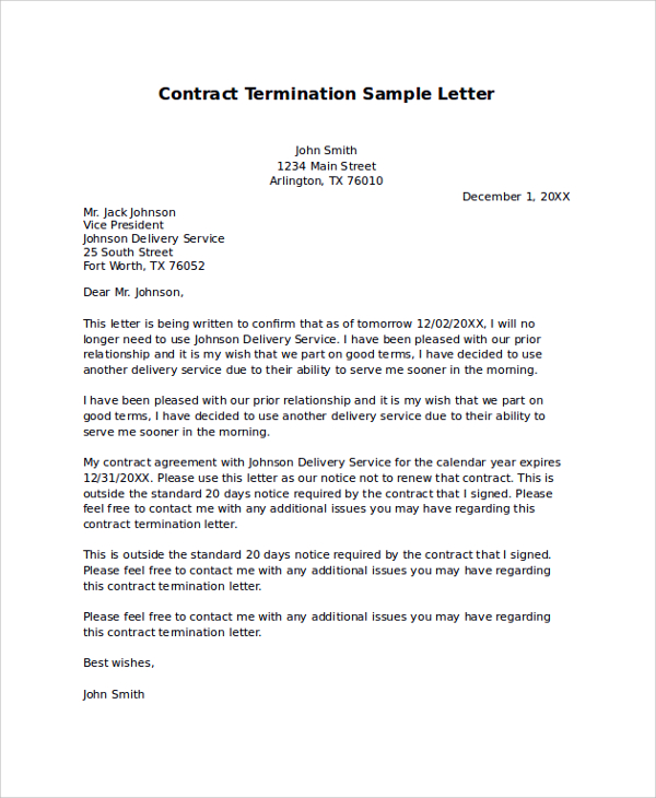 13 Contract Termination Letter Examples Pdf Google Docs Ms Word Pages Examples
