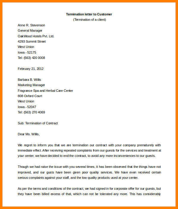 13 Contract Termination Letter Examples Pdf Google Docs Ms Word Pages Examples