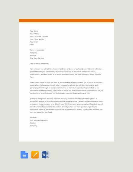 Free 89 Recommendation Letter Examples Samples In Doc Pdf Google Docs Word Pages Examples