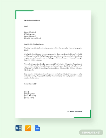 6 Incident Report Letter Examples Pdf Examples
