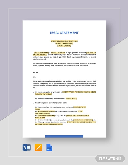 How To Write A Legal Statement Examples