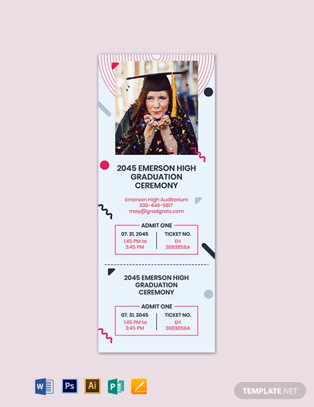 graduation event ticket template