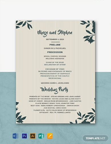 10+ Best Wedding Program Examples in AI | PSD | MS Word | Publisher