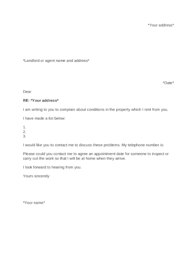 10 Best Tenant Complaint Letter Examples Templates Download Now Examples