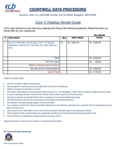 Free 10 Rental Quotation Examples Templates Download Now Examples