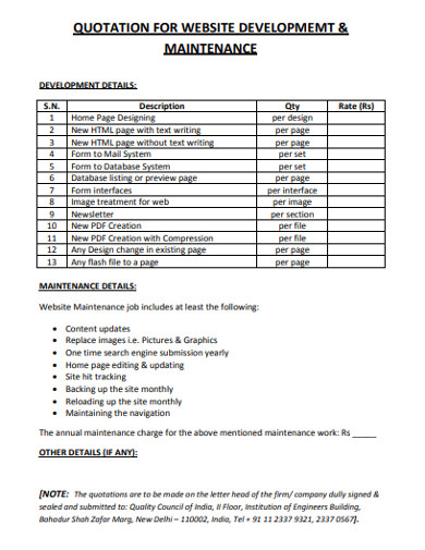 Free 10 Maintenance Quotation Examples Templates Download Now Examples