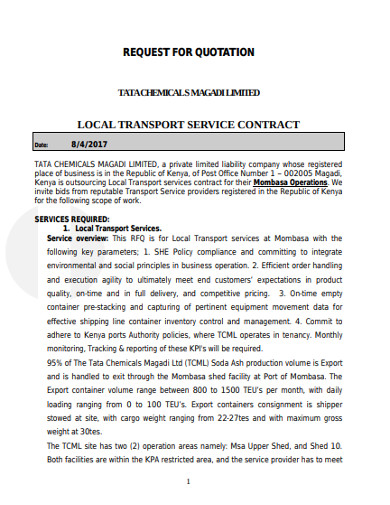 Free 10 Transport Quotation Examples Templates Download Now Examples