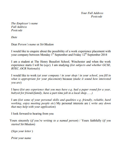 Free 10 Work Experience Letter Examples Templates Download Now Examples