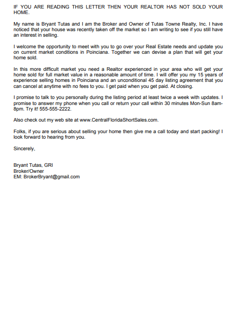 Free 7 Best Expired Listing Letter Examples Templates Download Now Examples