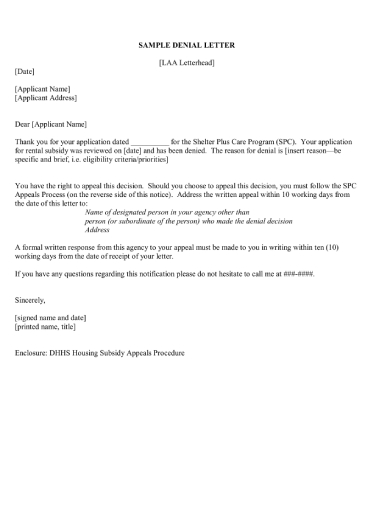 Free 5 Tenant Rejection Letter Examples Download Now Examples