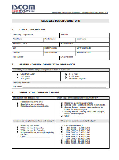 Free 8 Web Design Quotation Examples Templates Download Now Examples